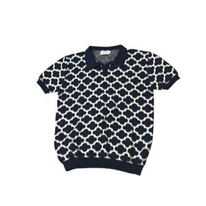 OXKnit store short sleeve sweater retro inspired L navy geometric